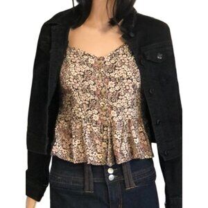 Japna Womens Sleeveless Smocked Peplum Cami‎ Size M Cottagecore Forest